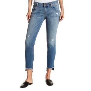 Hudson Women's Size 30 Midrise Cat Skinny Leg Step Hem Distressed Denim Jeans